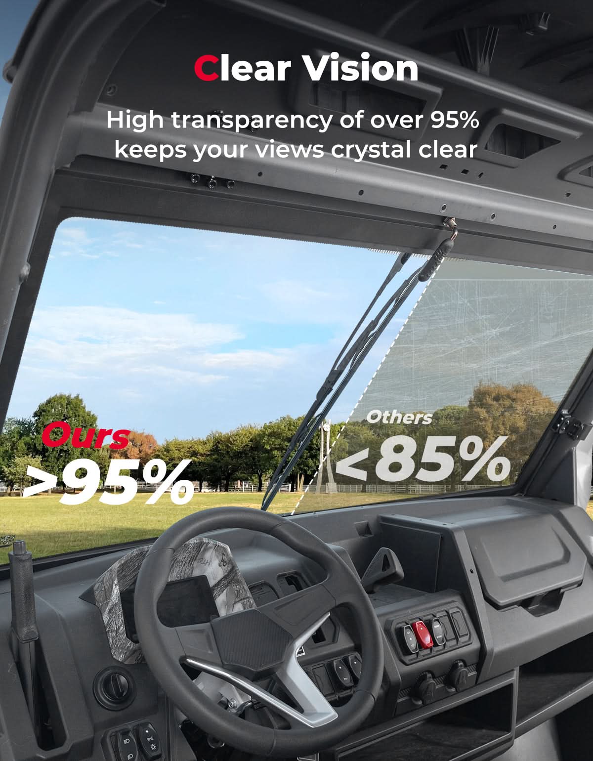 Kemimoto UTV Glass Windshield for CFMOTO UForce 1000/1000 XL