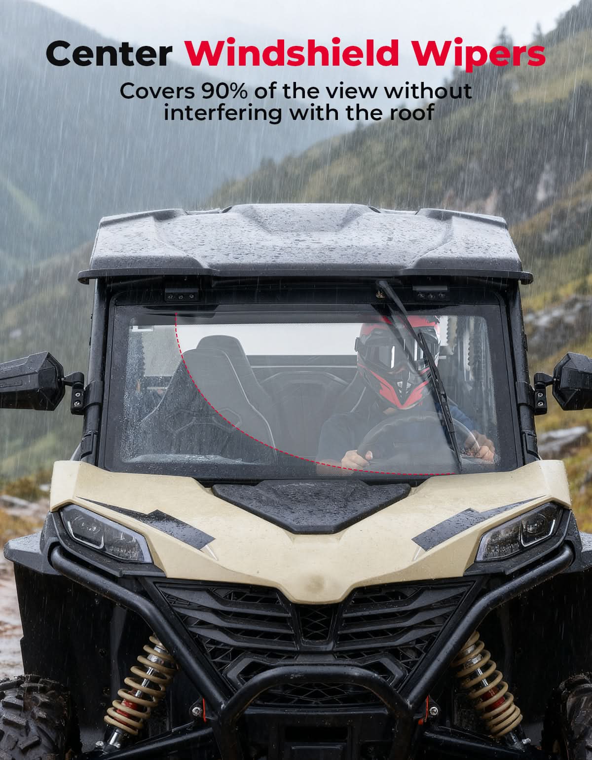 Kemimoto Front Windshield with Center Wiper for CFMOTO ZForce 950/800 (2023+)