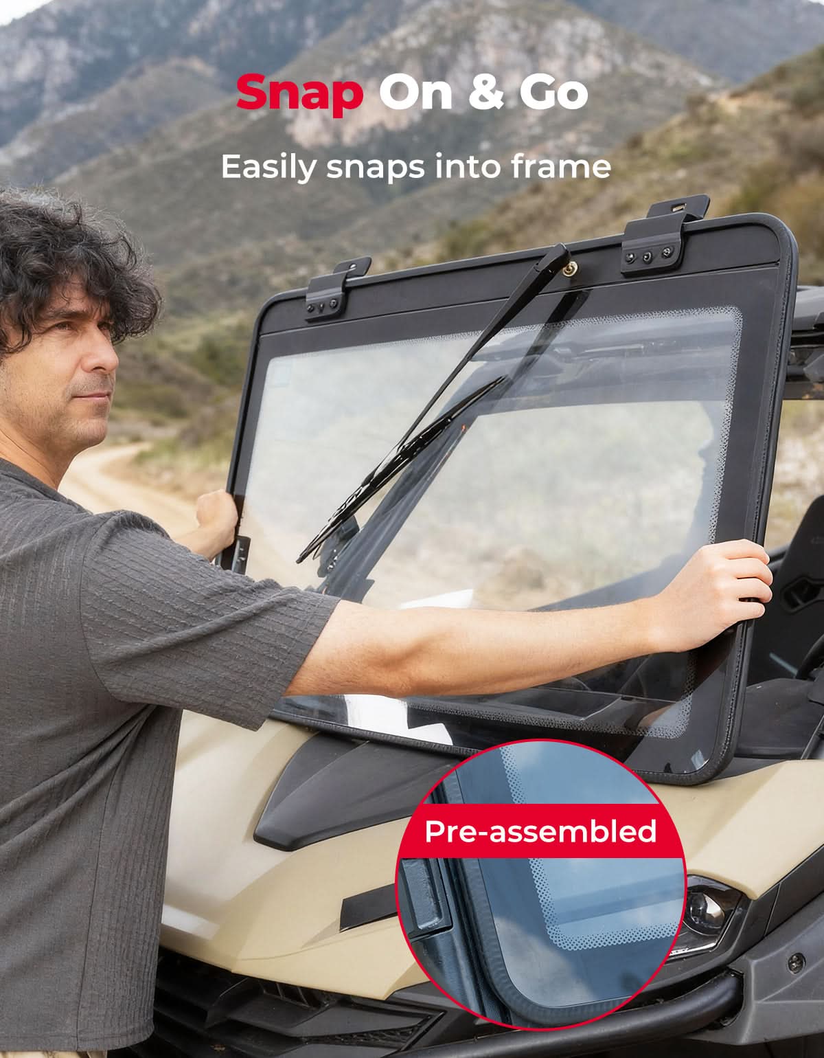 Kemimoto Front Windshield with Center Wiper for CFMOTO ZForce 950/800 (2023+)
