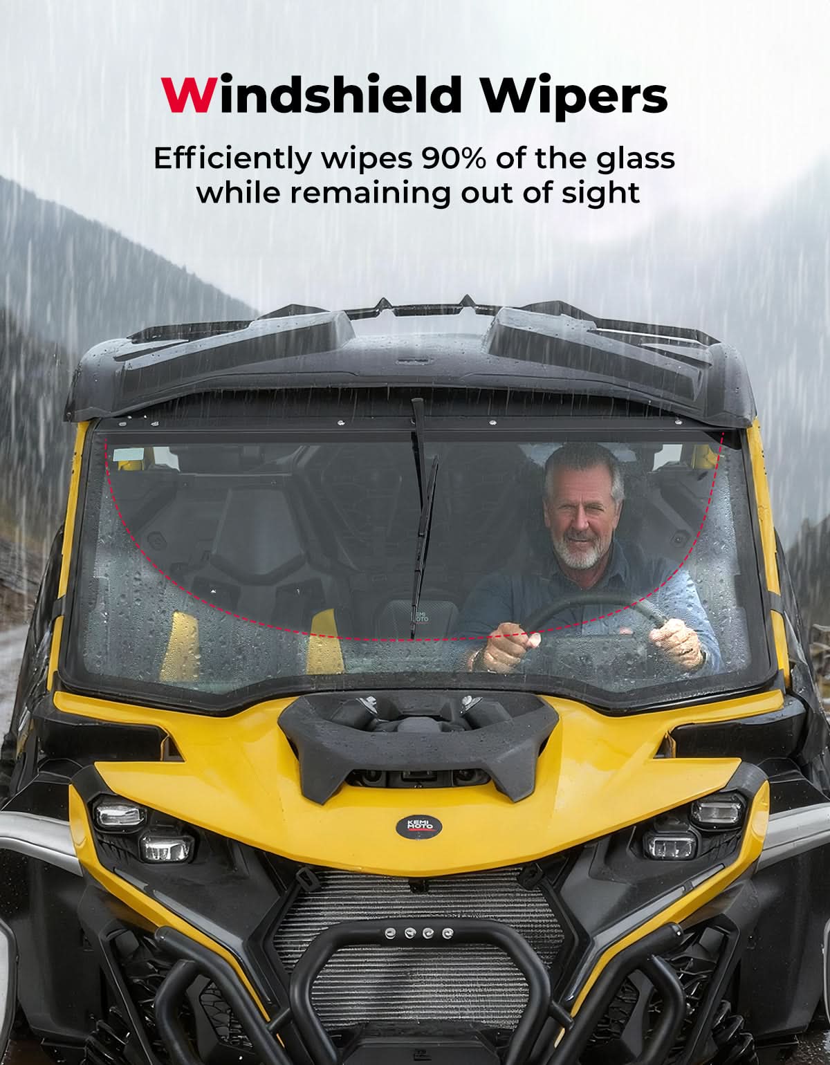 Kemimoto DOT Approved Full Glass Windshield for Maverick R 2024‑2026