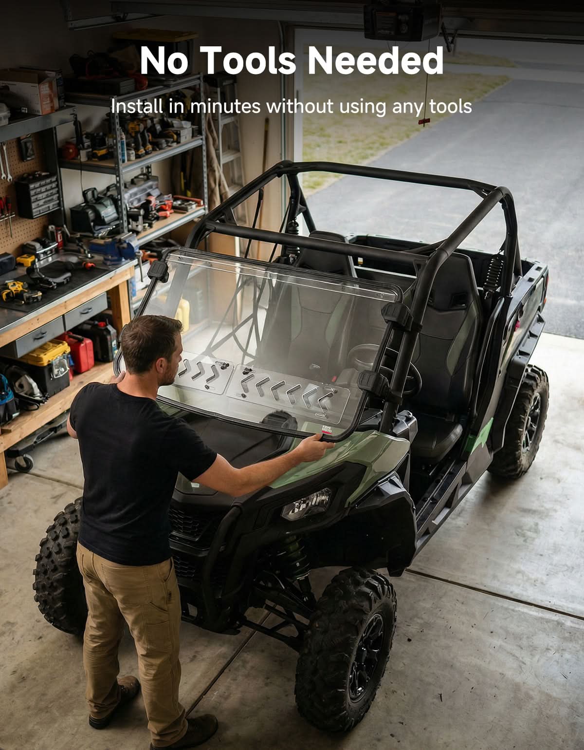 Kemimoto Vented Full Windshield For Can‑Am Maverick Sport/Trail & Commander