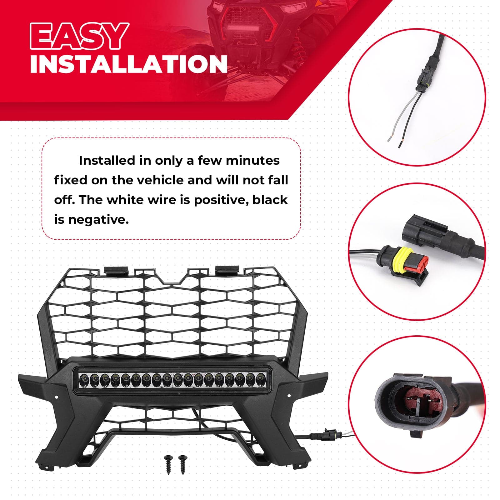 Kemimoto Front Mesh Grill for Polaris RZR XP 1000 Turbo