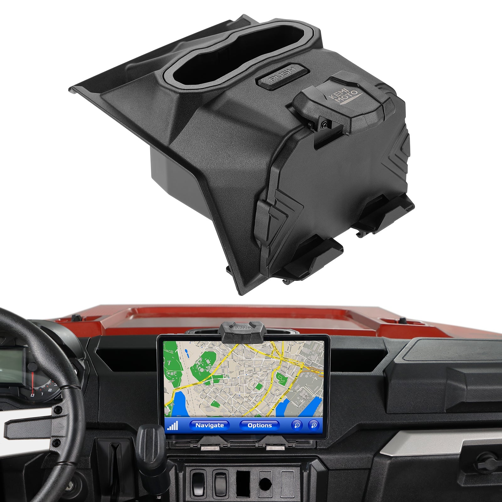Kemimoto Cargo Storage Box and Tablet Holder for Polaris Ranger