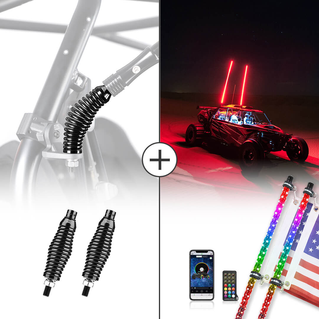 Kemimoto 2PCS UTV Spiral Whip Lights With Spring Bases