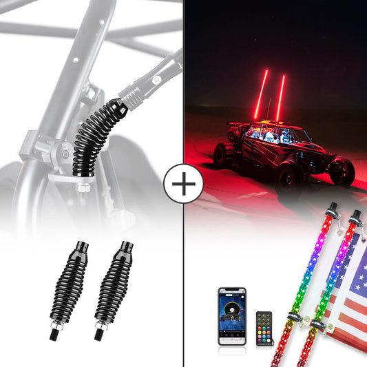 Kemimoto 2PCS UTV Spiral Whip Lights With Spring Bases