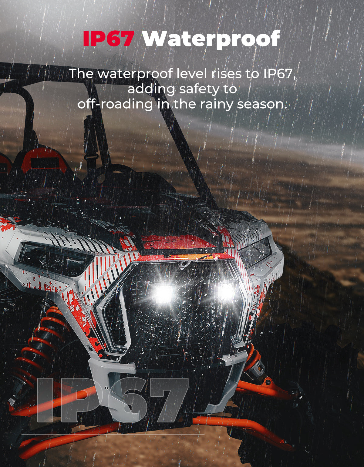 Kemimoto UTV Front Grill Light for Polaris RZR XP Turbo