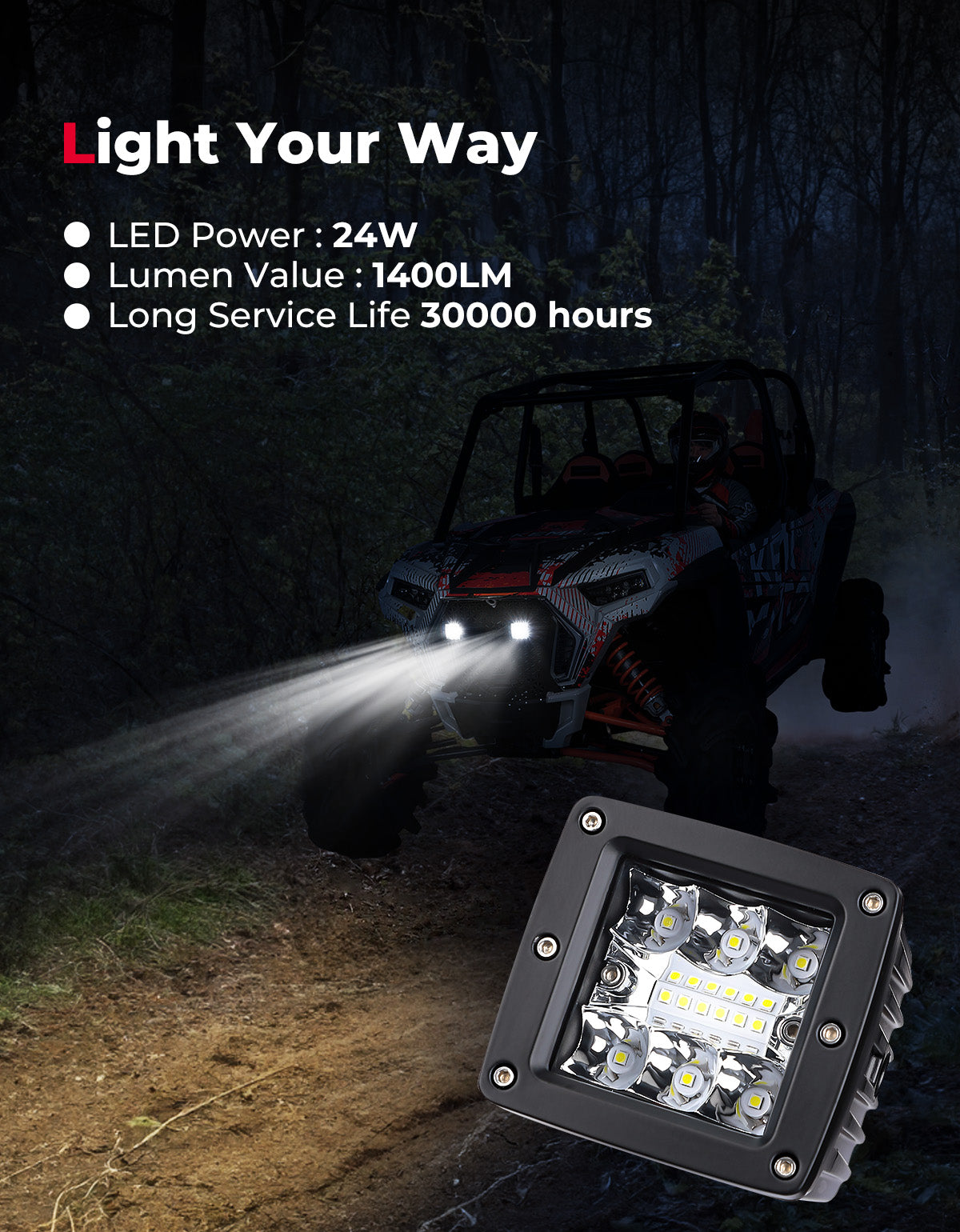 Kemimoto UTV Front Grill Light for Polaris RZR XP Turbo