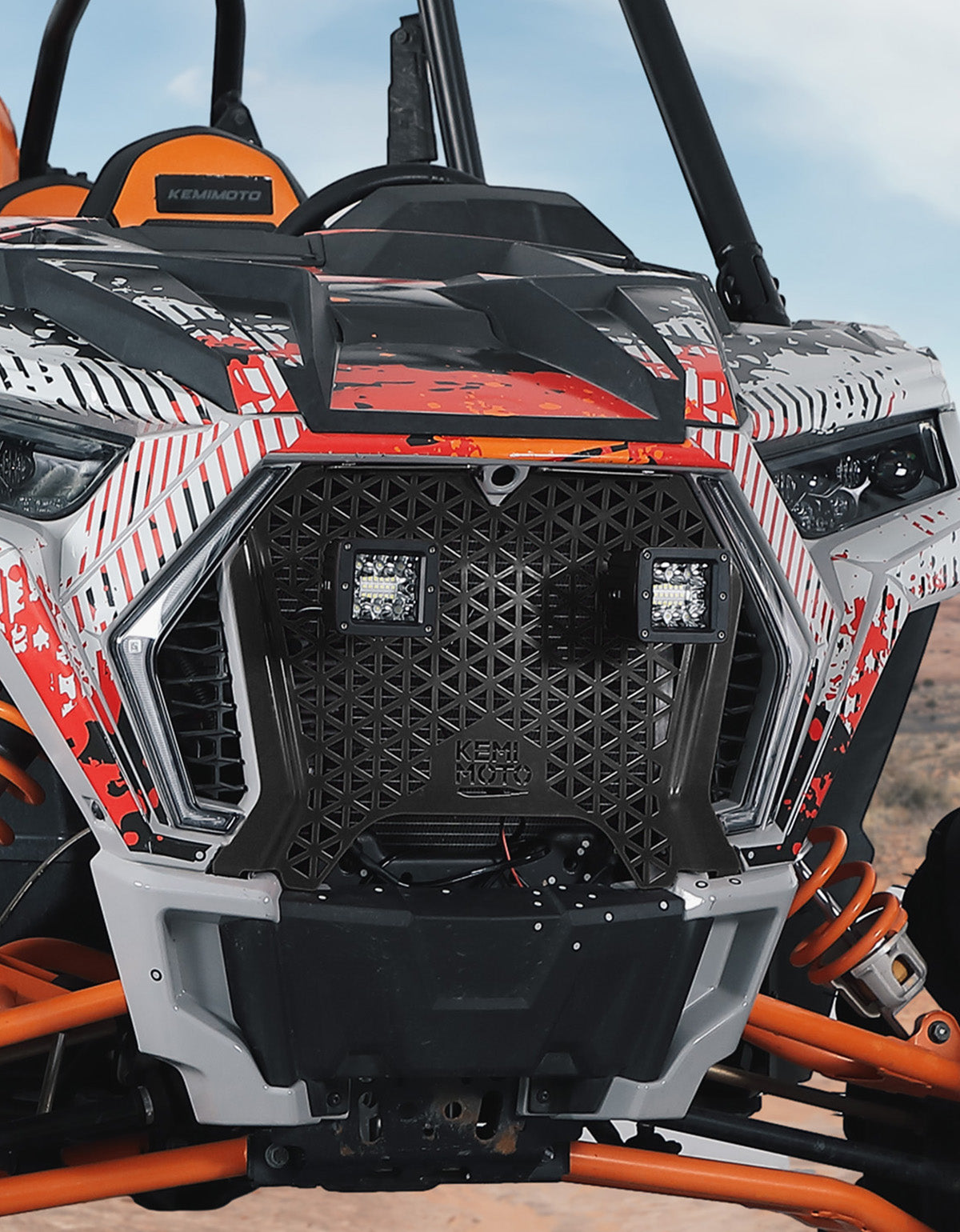 Kemimoto UTV Front Grill Light for Polaris RZR XP Turbo