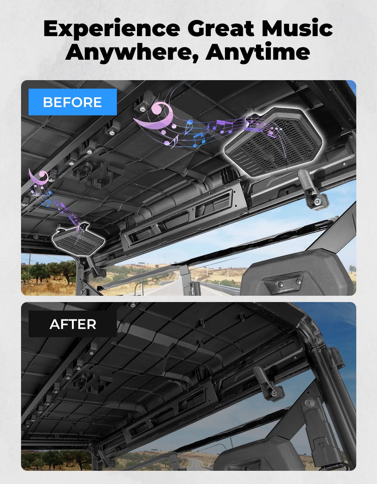 Kemimoto Rear Roof Speaker Pods for Polaris Ranger 2018-2025