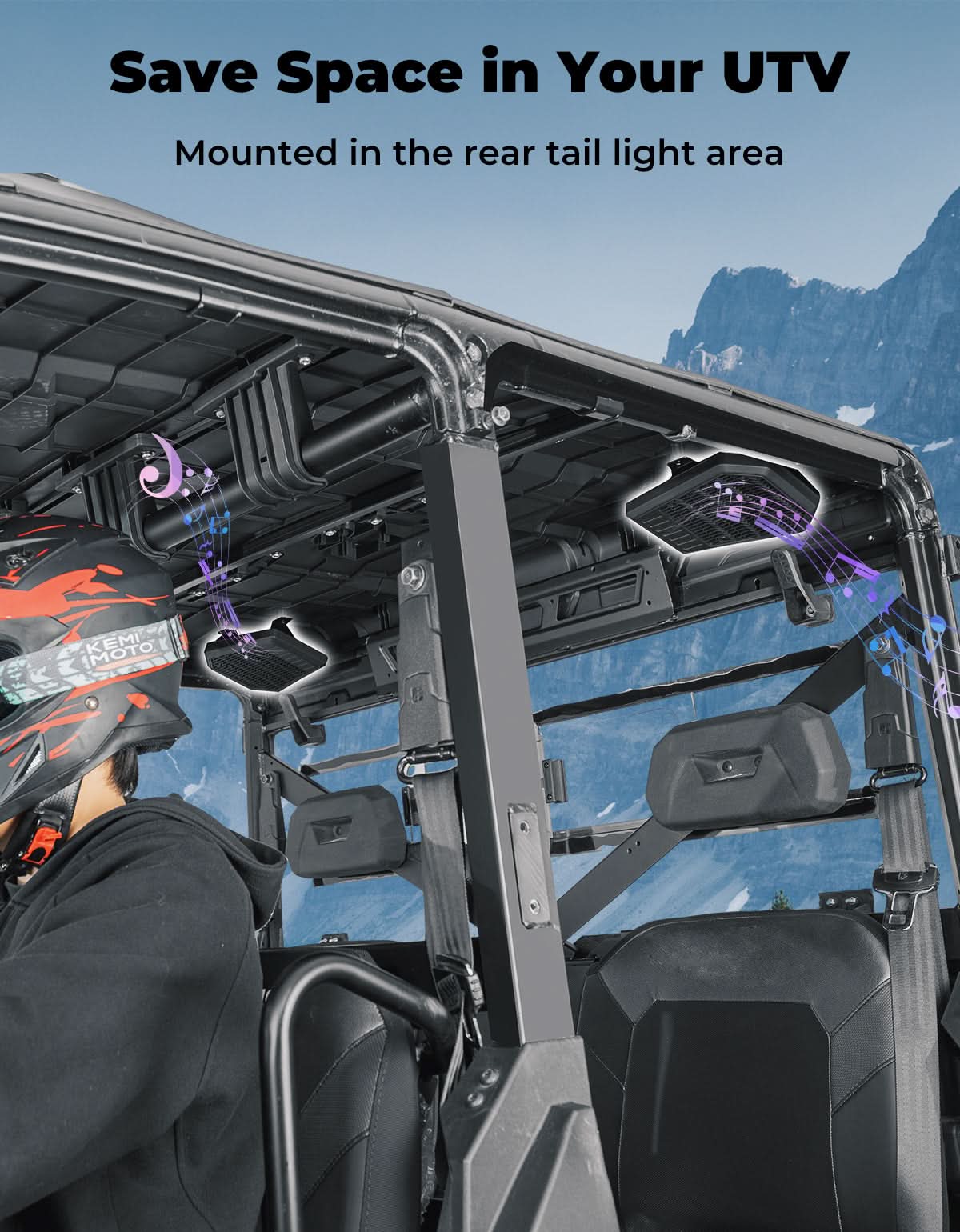Kemimoto Rear Roof Speaker Pods for Polaris Ranger 2018-2025