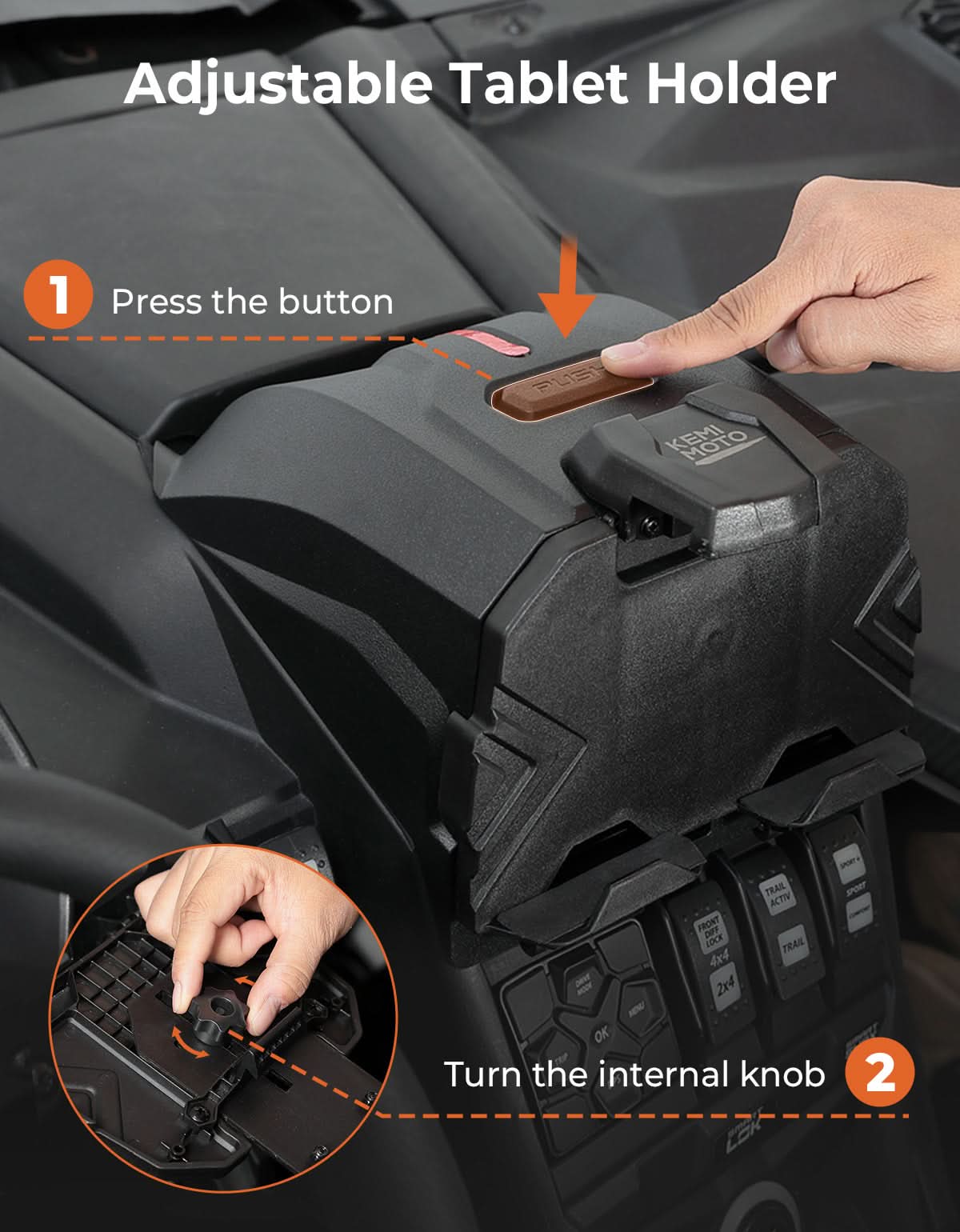 Kemimoto Upgraded Tablet Holder for Can‑Am Maverick X3 / X3 MAX