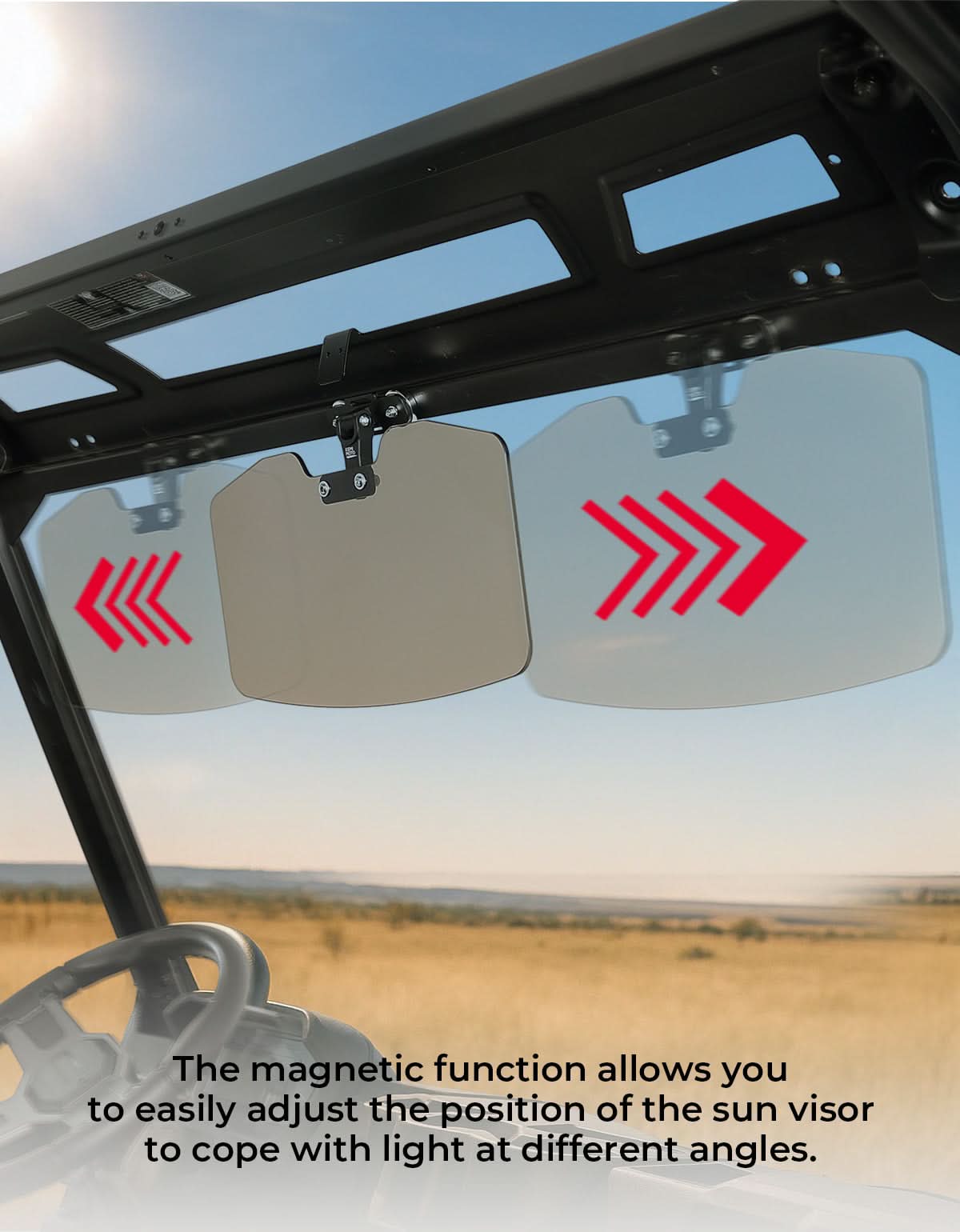 Kemimoto UTV Magnetic Sun Visor 4-in-1 Multifunction Black