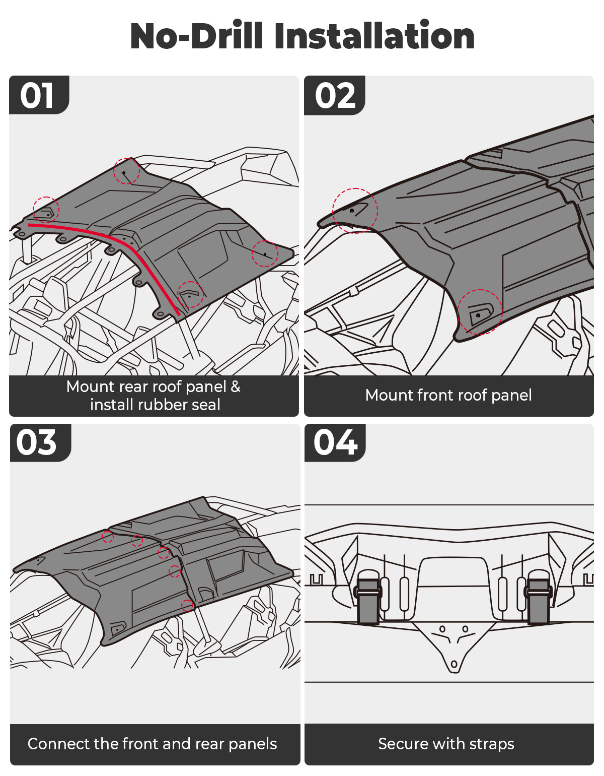 KEMIMOTO 4-Seat Hard Roof for Can‑Am Maverick X3 Max