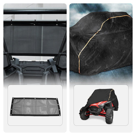 Kemimoto Rear Window Net & Waterproof Cover for Polaris RZR