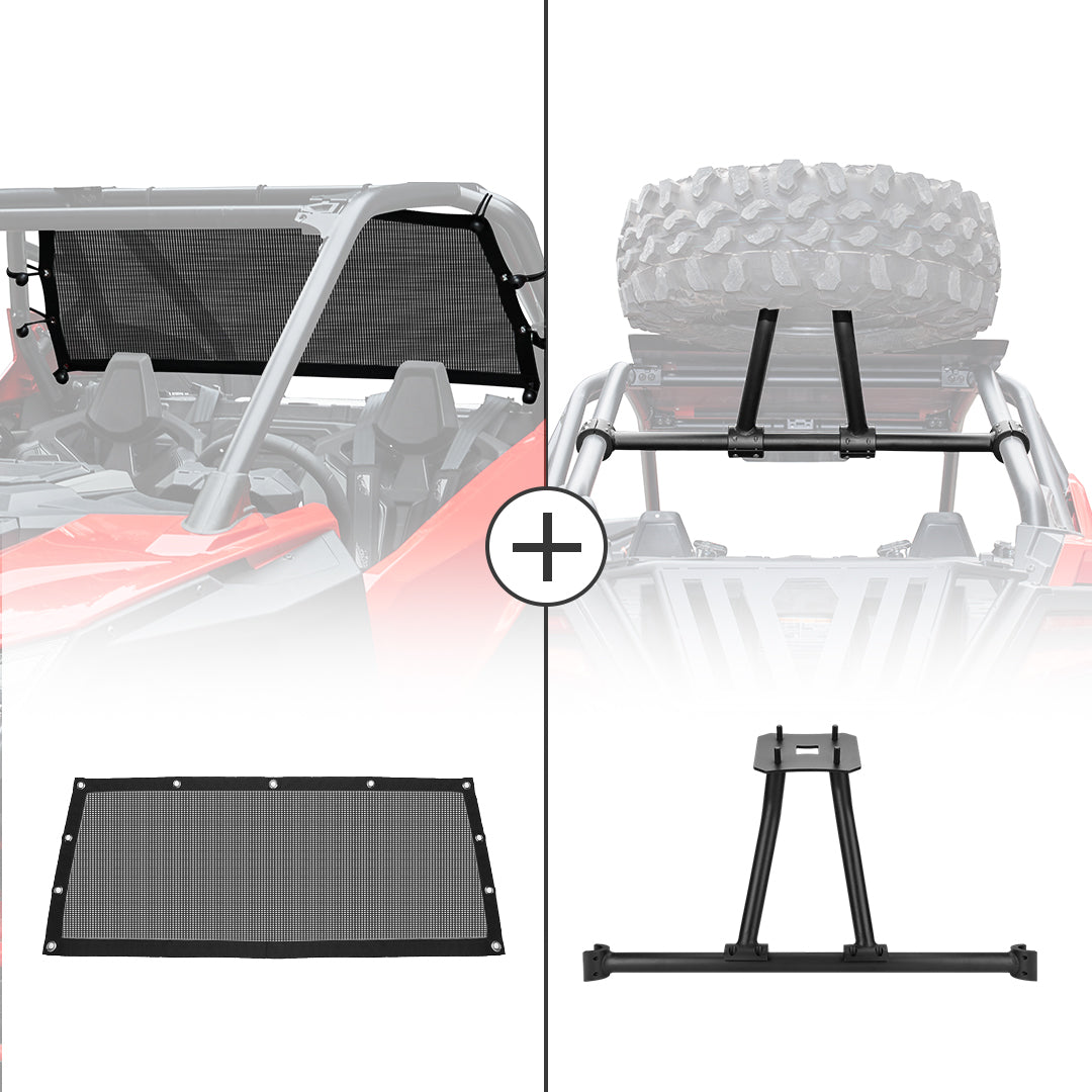 Kemimoto Window Net & Tire Carrier for Polaris RZR PRO XP