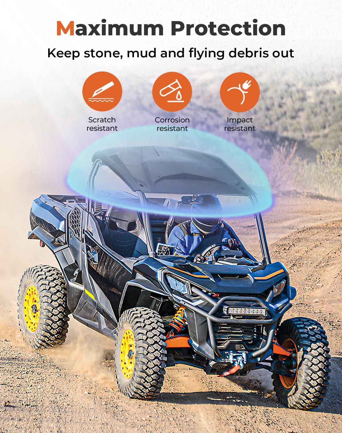 Kemimoto Upgrade Hard Roof for Can‑Am Maverick Sport Trail Commander