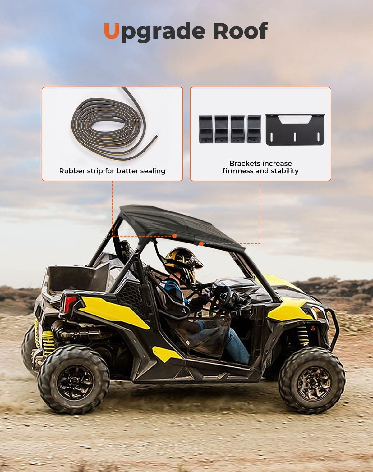 Kemimoto Upgrade Hard Roof for Can‑Am Maverick Sport Trail Commander