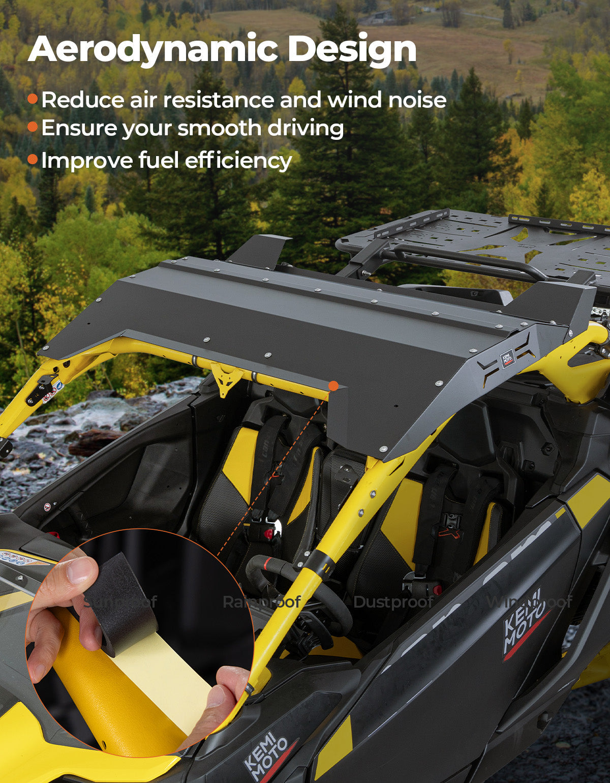 Kemimoto Aluminum Roof for Can‑Am Maverick R 2024 Black