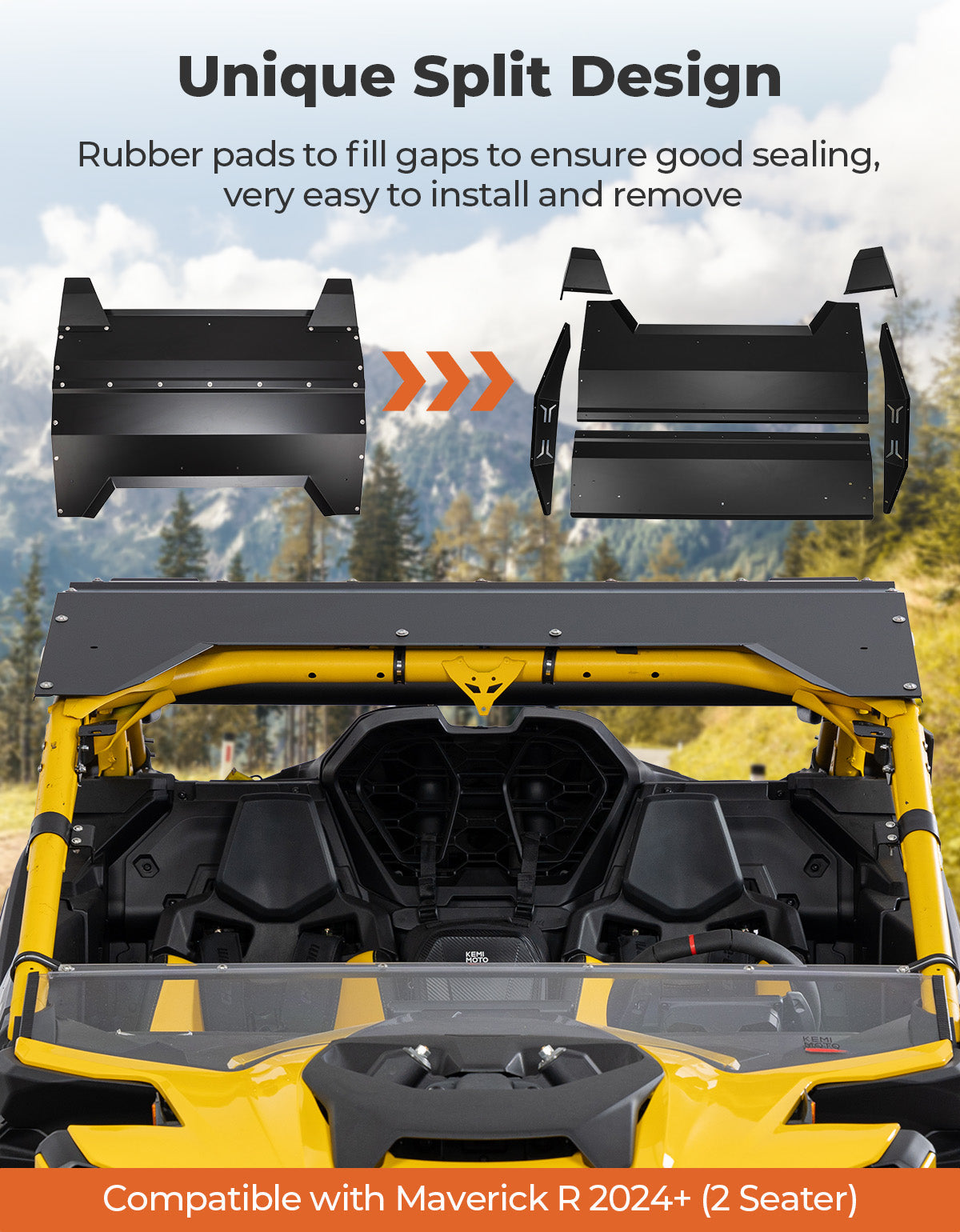 Kemimoto Aluminum Roof for Can‑Am Maverick R 2024 Black