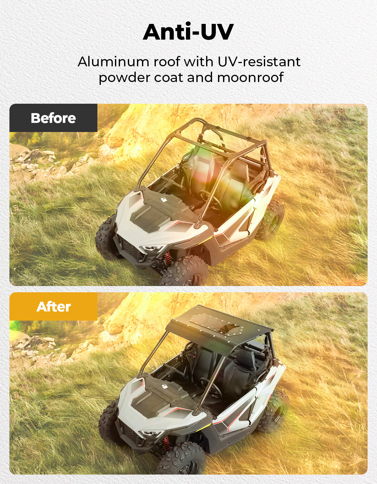 UTV Aluminum Roof with Fixed Sunroof for Polaris RZR 200 2022-2025