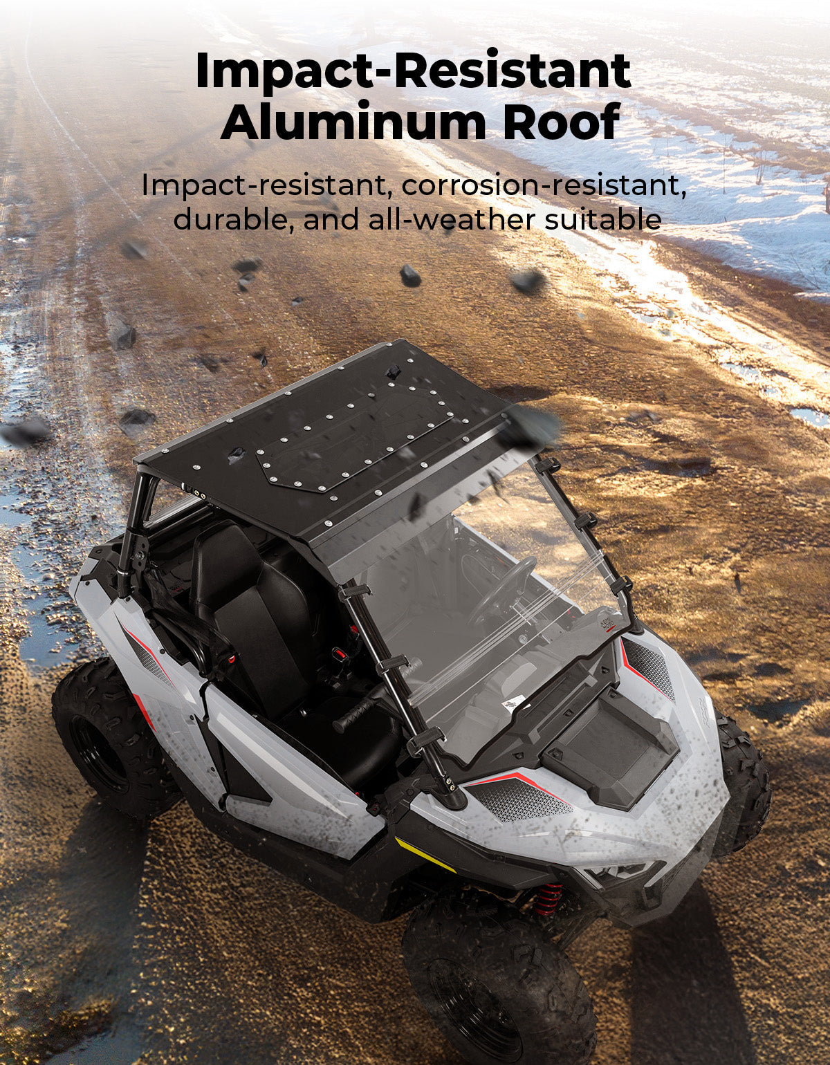 Kemimoto Aluminum Roof with Fixed Sunroof for Polaris RZR 200
