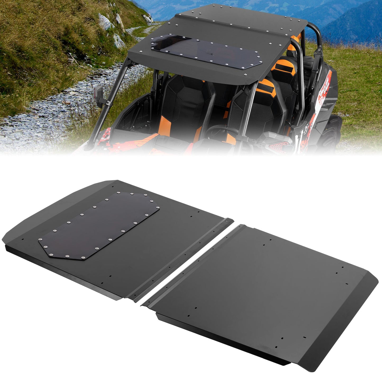 Kemimoto Aluminum Roof Tinted Sunroof for Polaris RZR XP4 1000