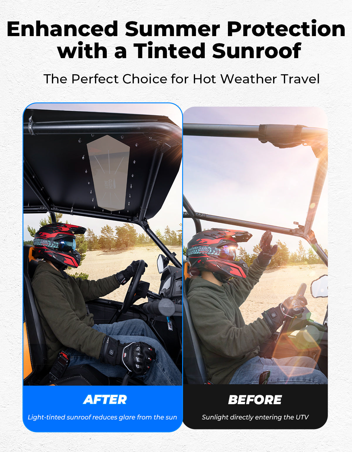 Kemimoto Aluminum Roof Tinted Sunroof for Polaris RZR XP4 1000