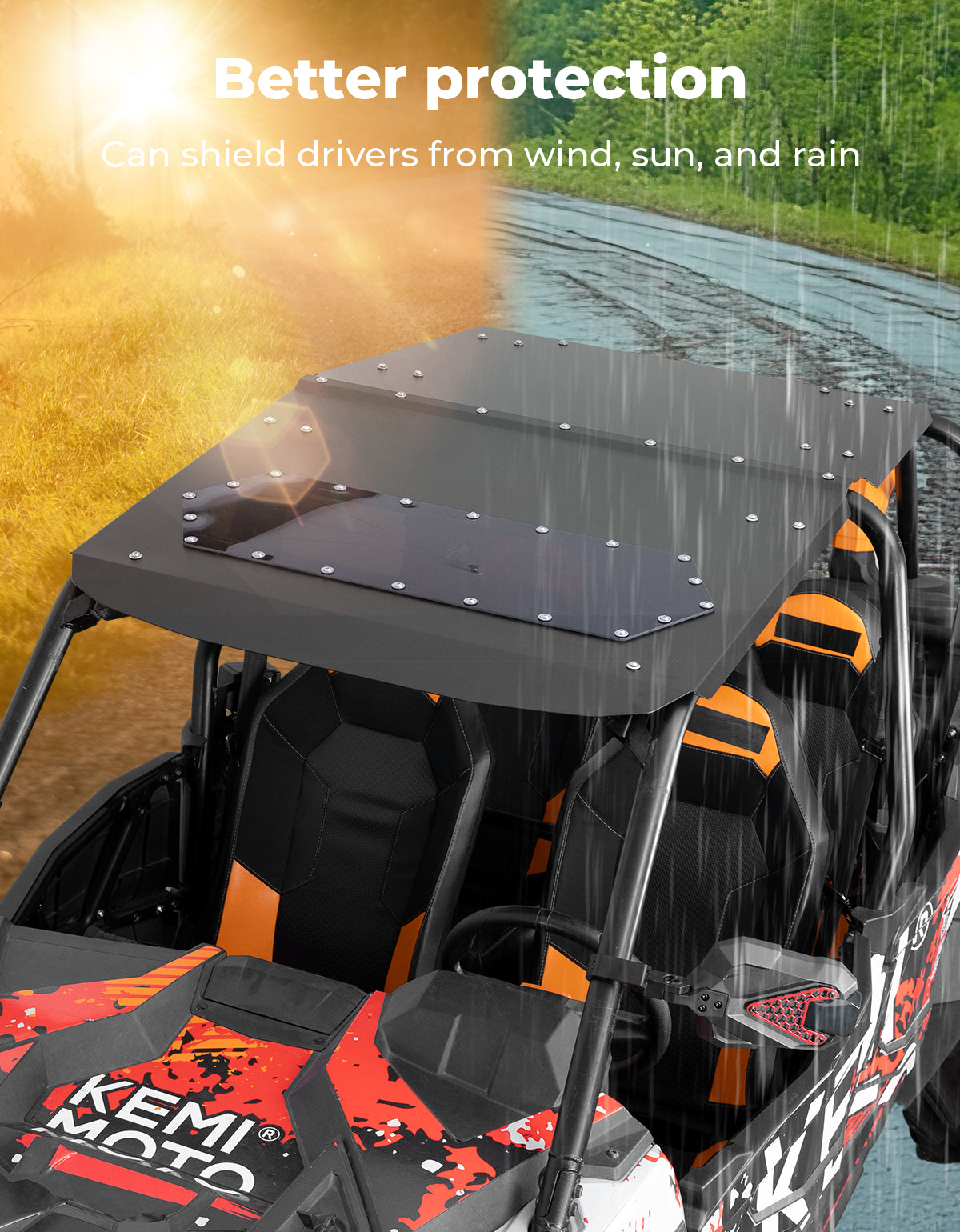 Kemimoto Aluminum Roof with Tinted Sunroof for Polaris RZR XP4