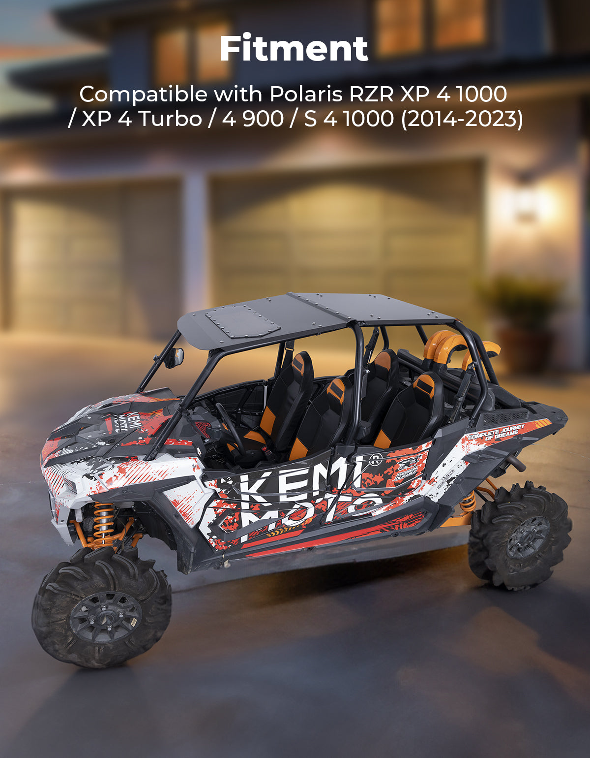 Kemimoto Aluminum Roof Tinted Sunroof for Polaris RZR XP4 1000