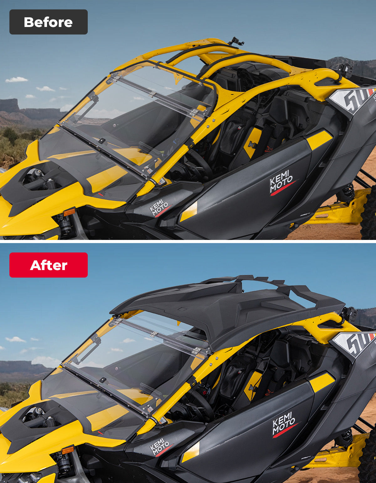Kemimoto Waterproof HDPE Roof For Can‑Am Maverick R Black