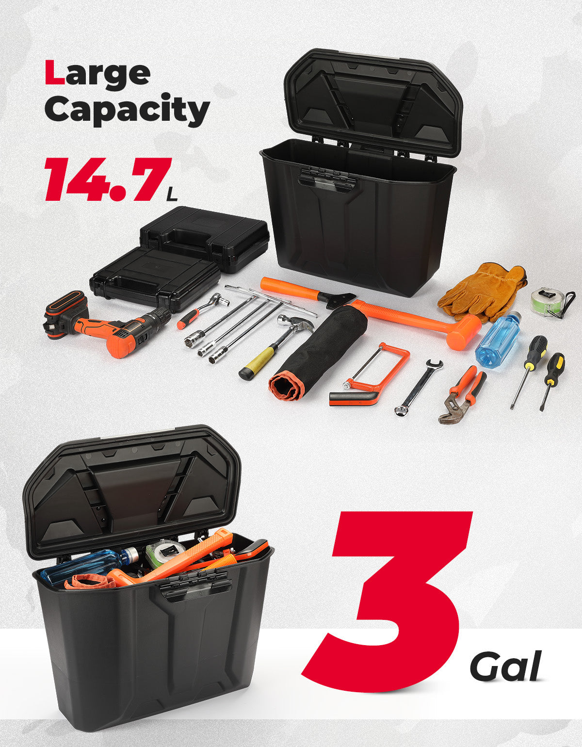 Kemimoto Removable Storage Bin 14.7L for Can‑Am Defender HD5‑HD10