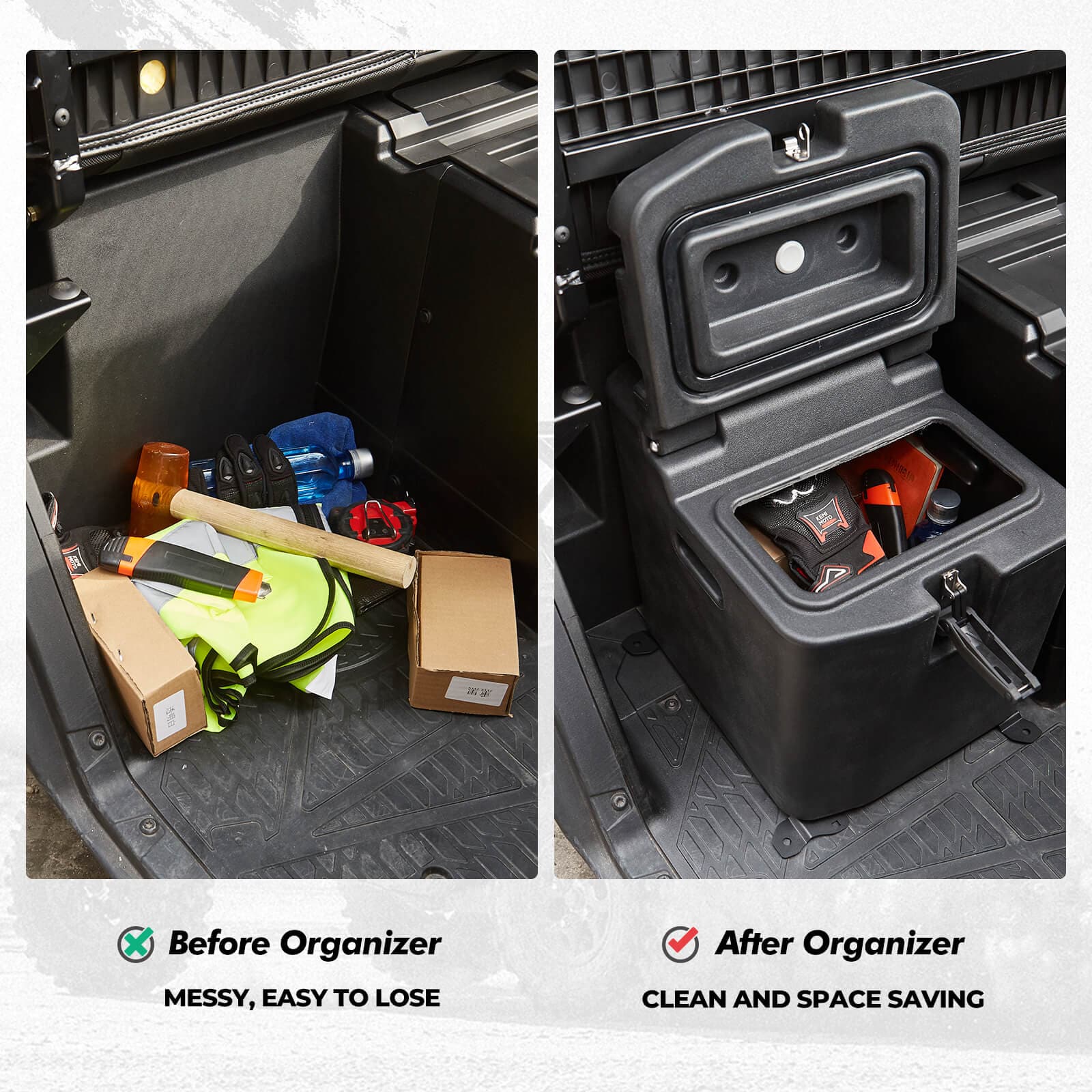 KEMIMOTO Polaris Ranger Cargo Box 45L Dust‑Resistant Heavy‑Duty