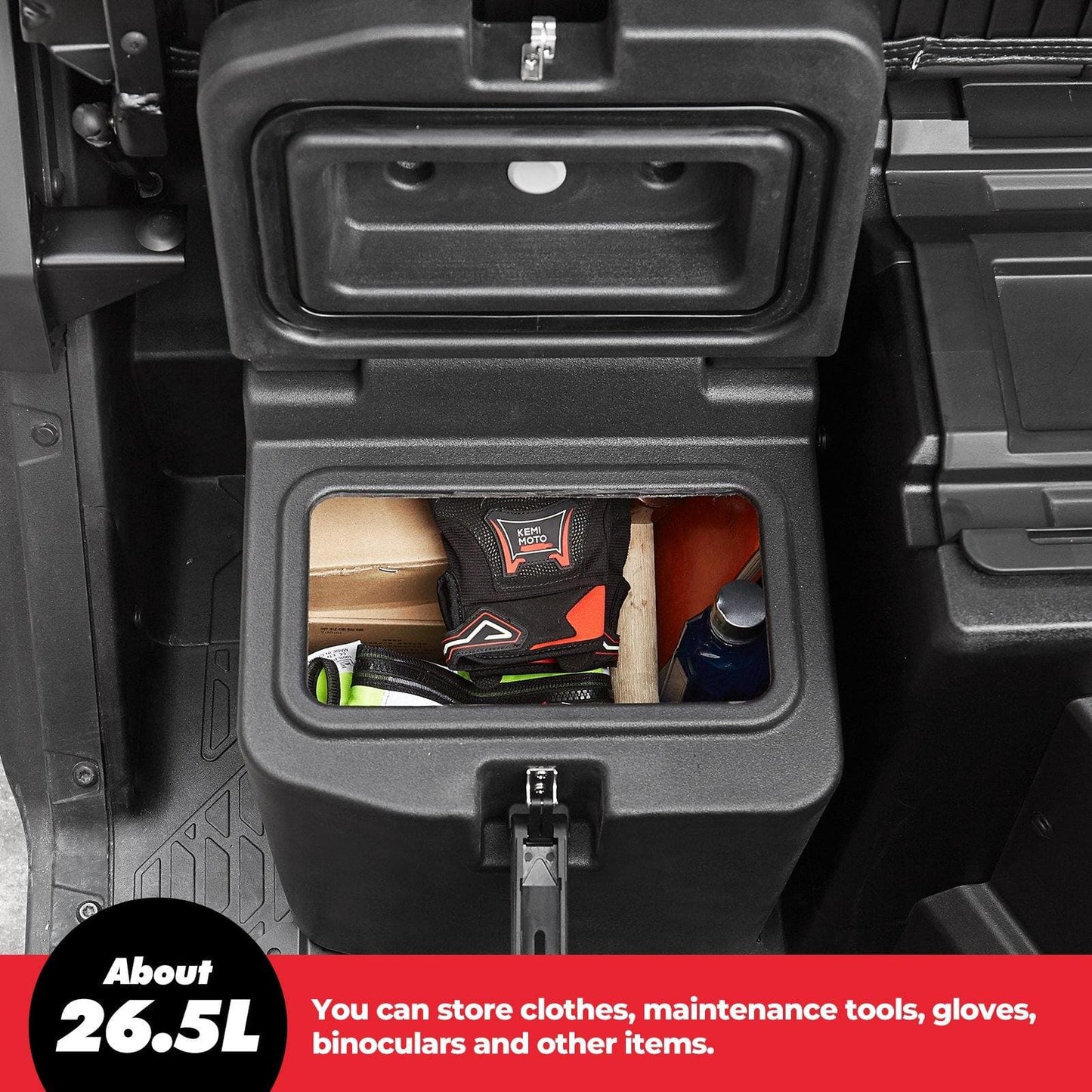 KEMIMOTO 26.5L Seat Storage Box for Polaris Ranger XP 1000