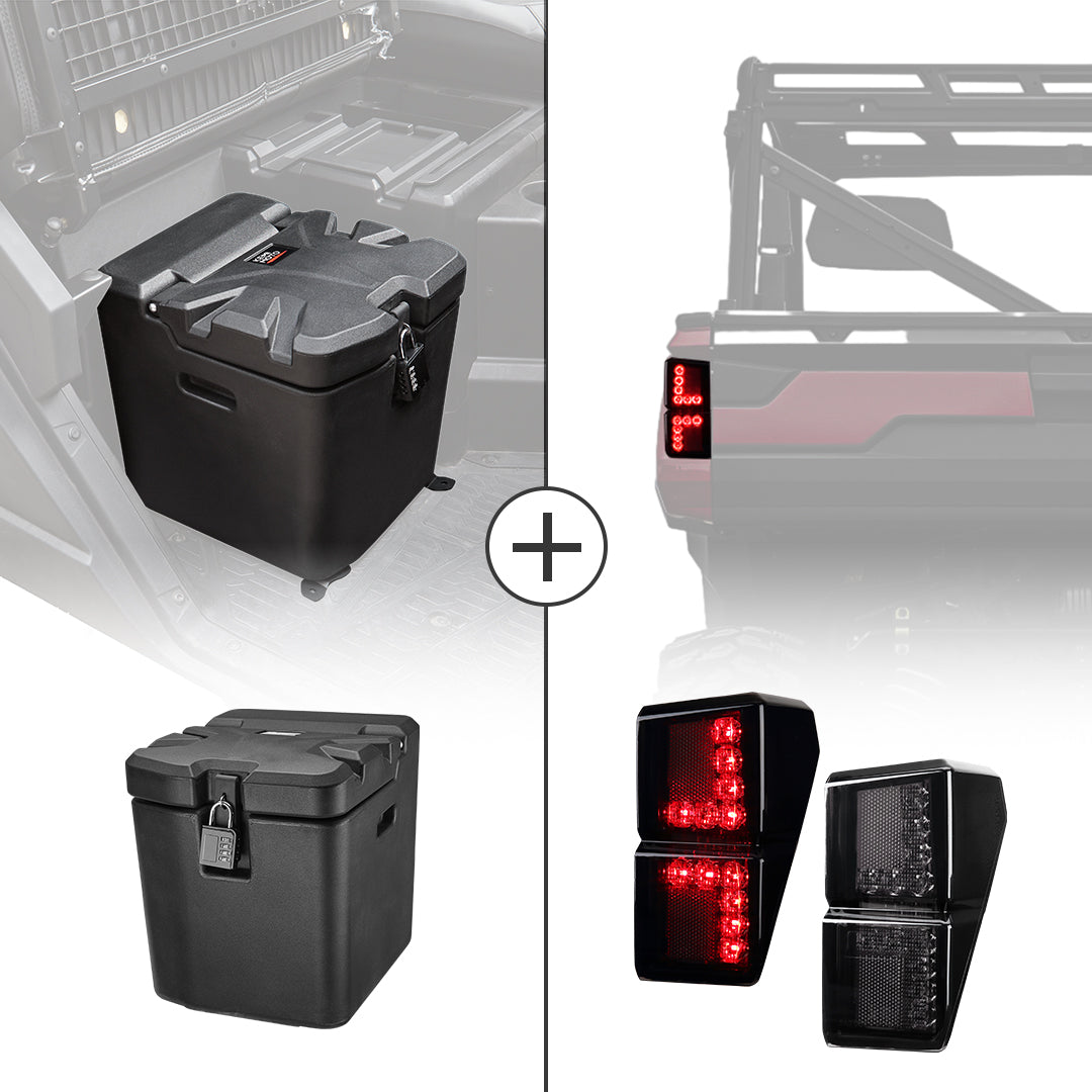 KEMIMOTO Seat Storage Box Tail Light for Polaris Ranger XP