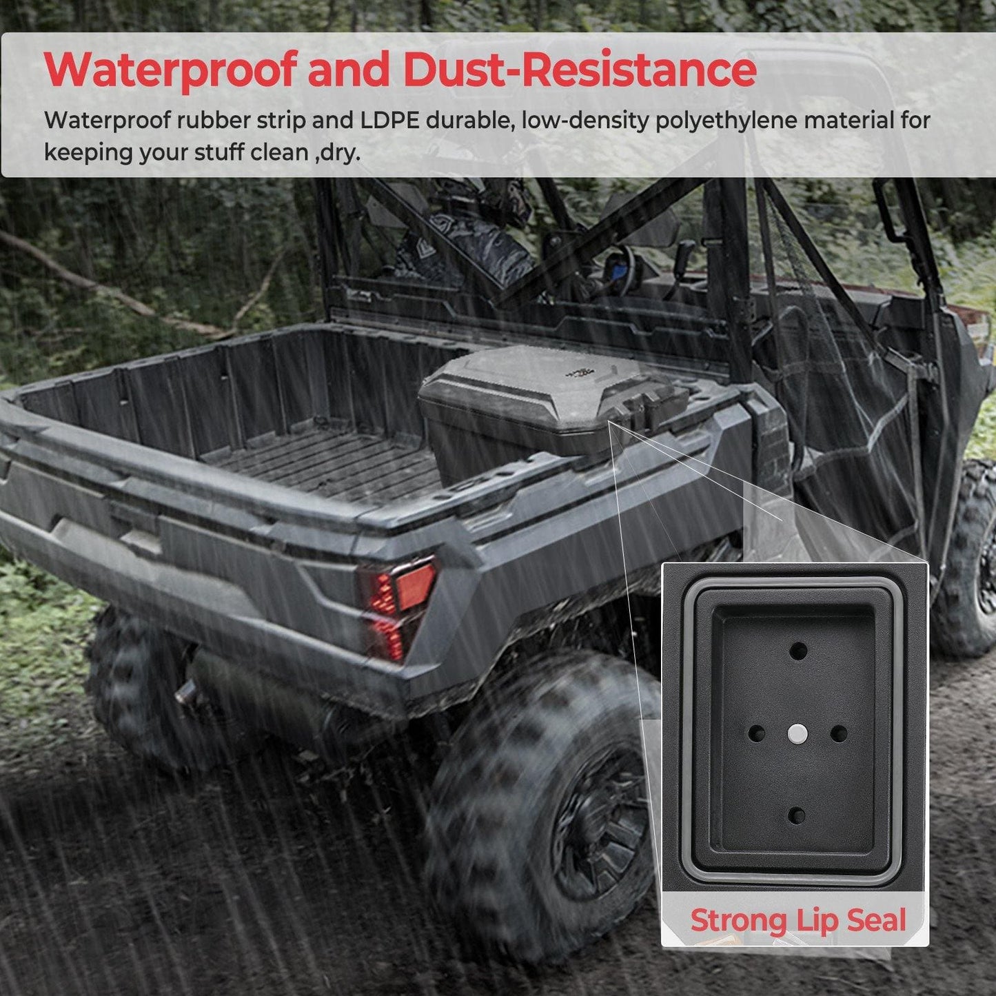 KEMIMOTO 45L Waterproof Cargo Box Passenger Side for Polaris Ranger