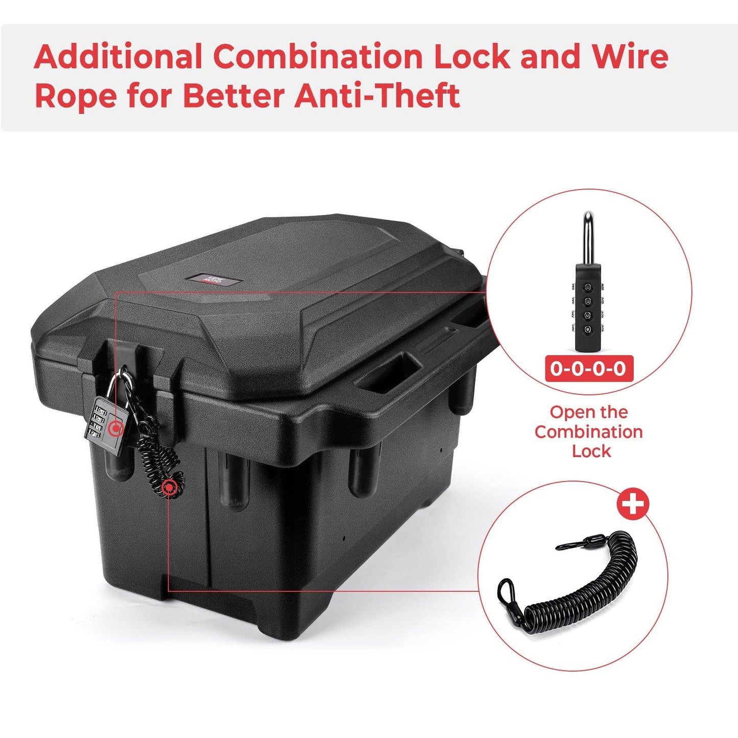 KEMIMOTO 45L Waterproof Cargo Box Passenger Side for Polaris Ranger