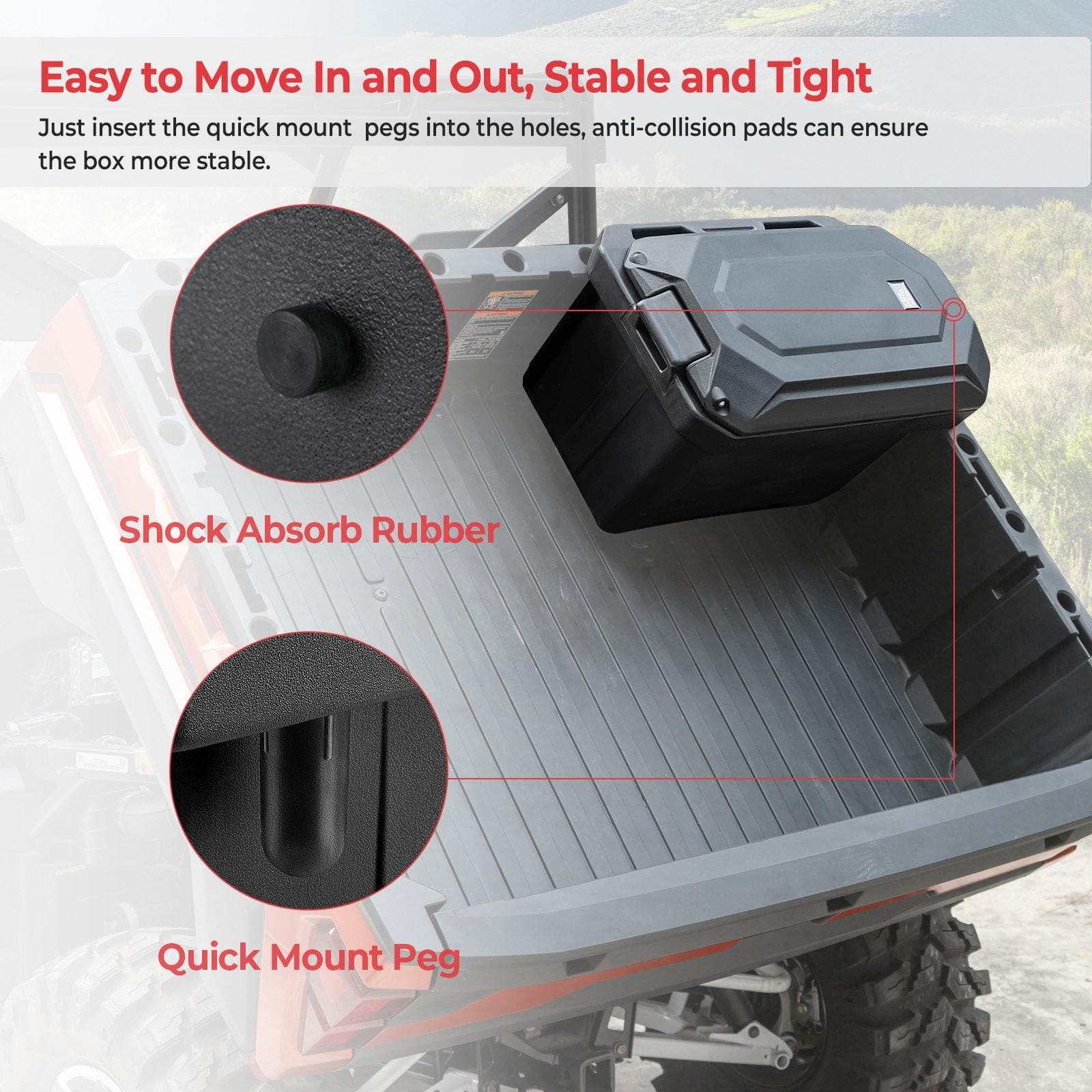 KEMIMOTO 45L Waterproof Cargo Box Passenger Side for Polaris Ranger