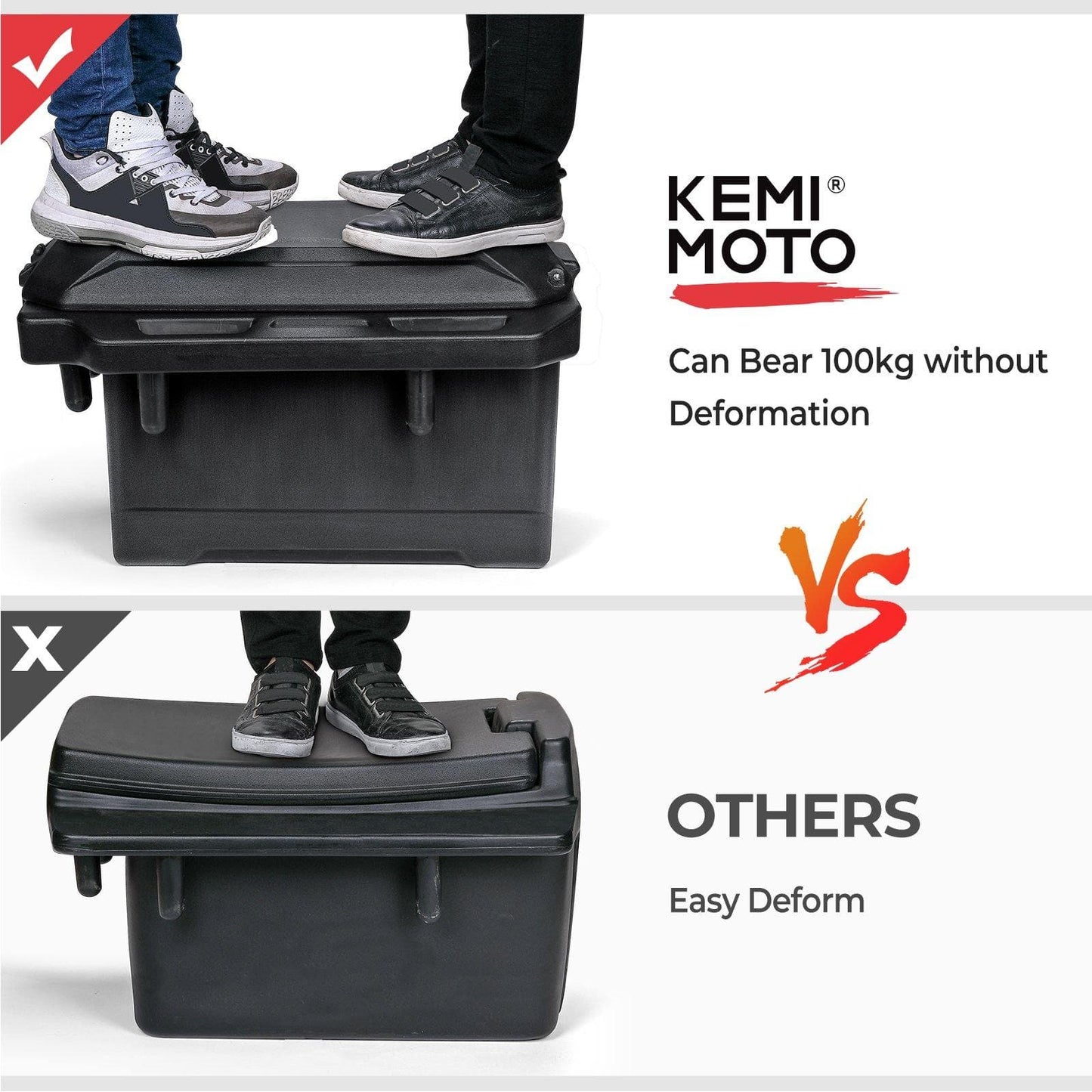 KEMIMOTO 45L Waterproof Bed Cargo Box for Polaris Ranger