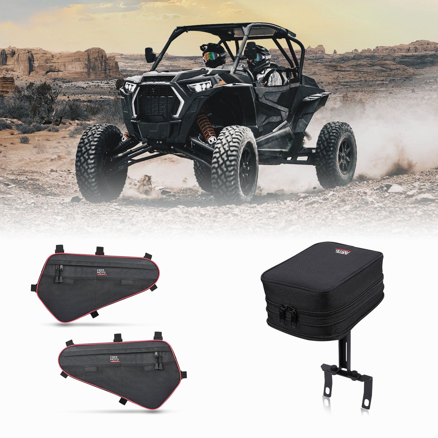 Kemimoto Lower Door Storage & Armrest Bags for Polaris RZR 2014-2023