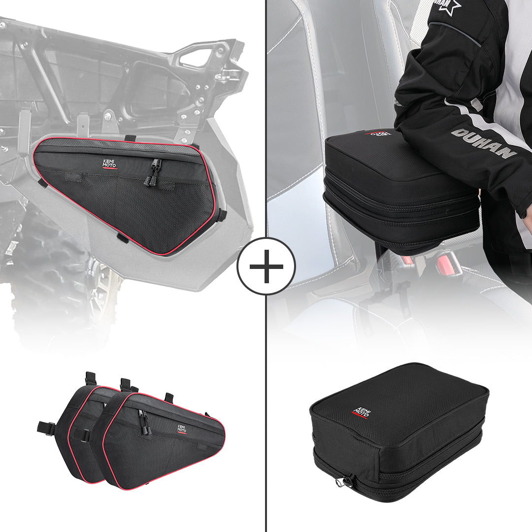 Kemimoto Lower Door Storage & Armrest Bags for Polaris RZR 2014-2023