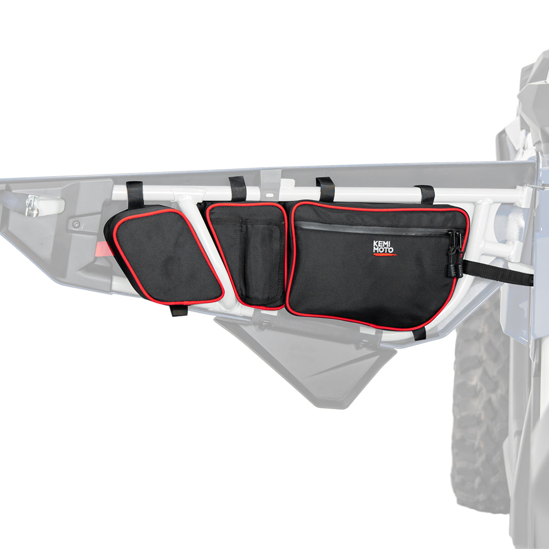 Kemimoto Bags with Knee Pads for Can‑Am Maverick X3 Red