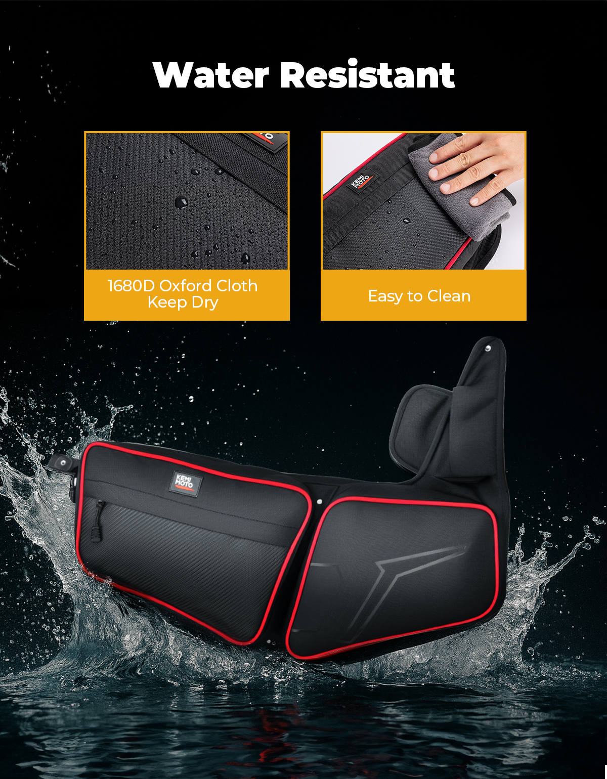 Kemimoto UTV Front Side Door Bags Red for Polaris RZR