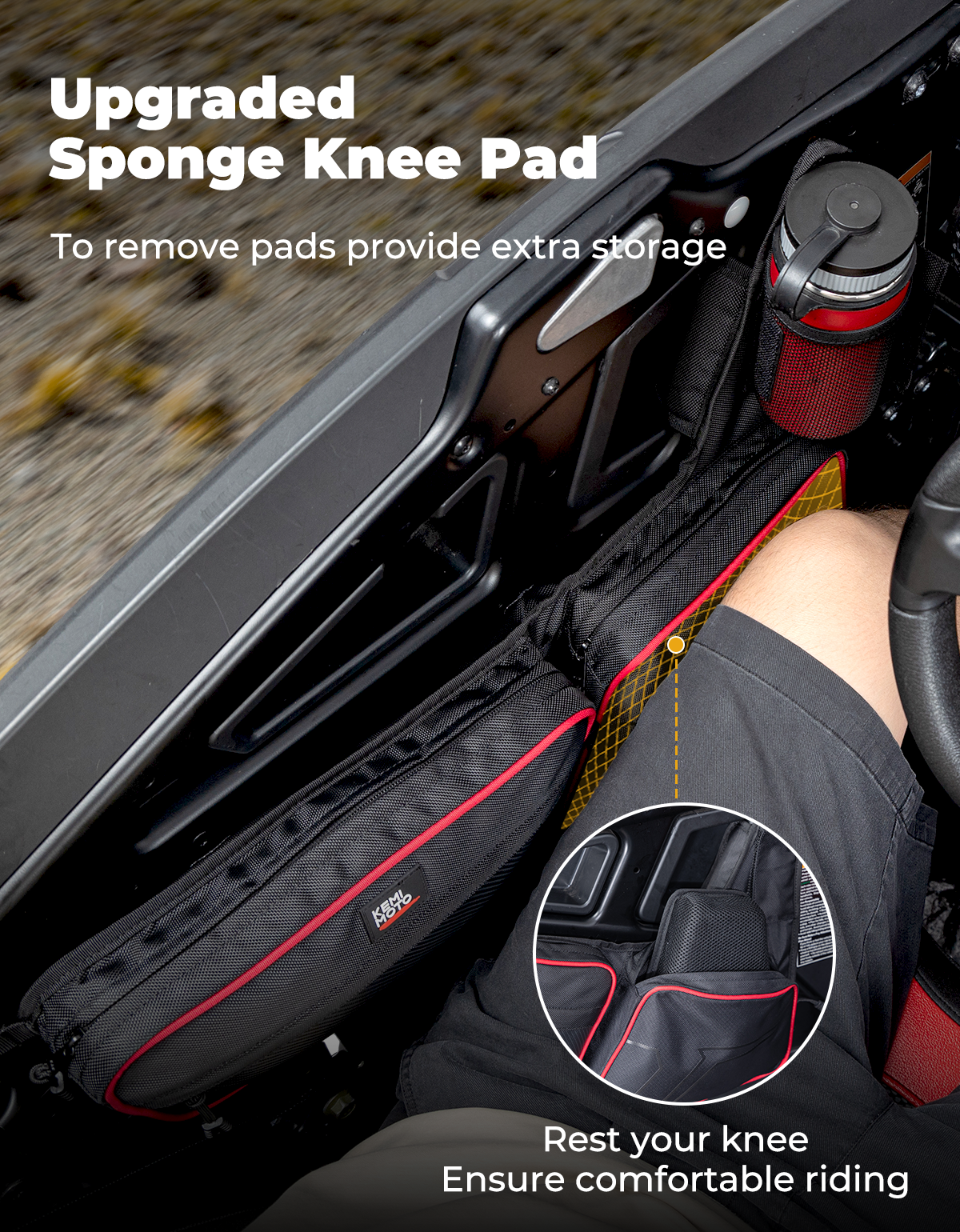 Kemimoto UTV Front Side Door Bags Red for Polaris RZR