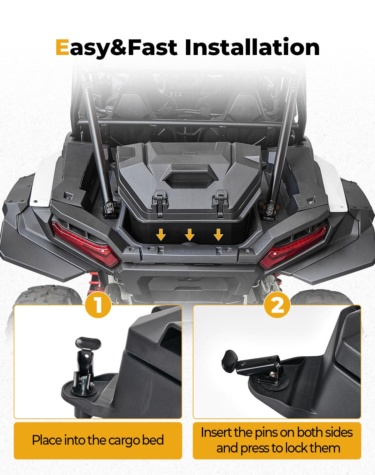 Kemimoto Rear Cargo Box 55QT for Polaris RZR XP 1000