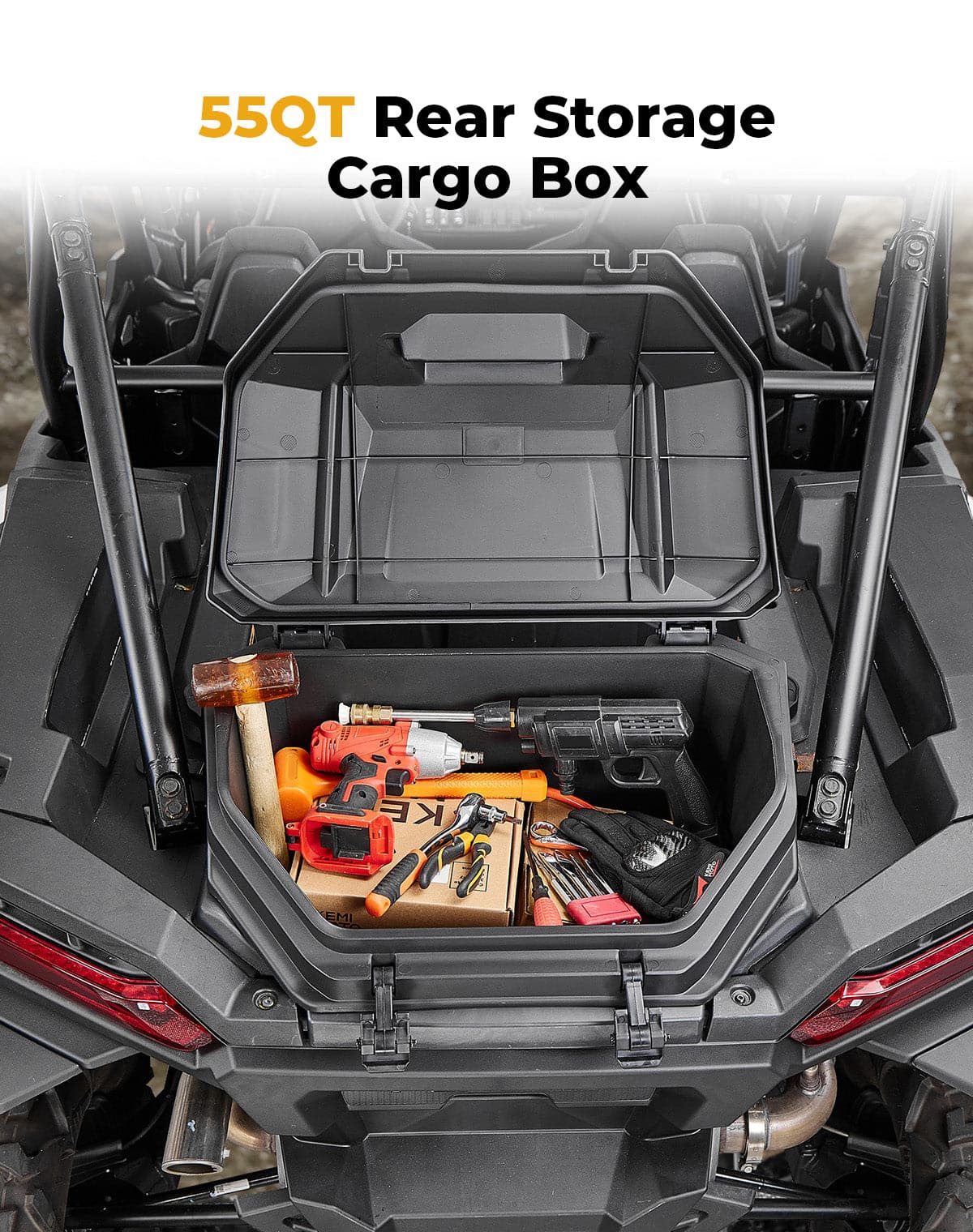 Kemimoto Rear Cargo Box 55QT for Polaris RZR XP 1000