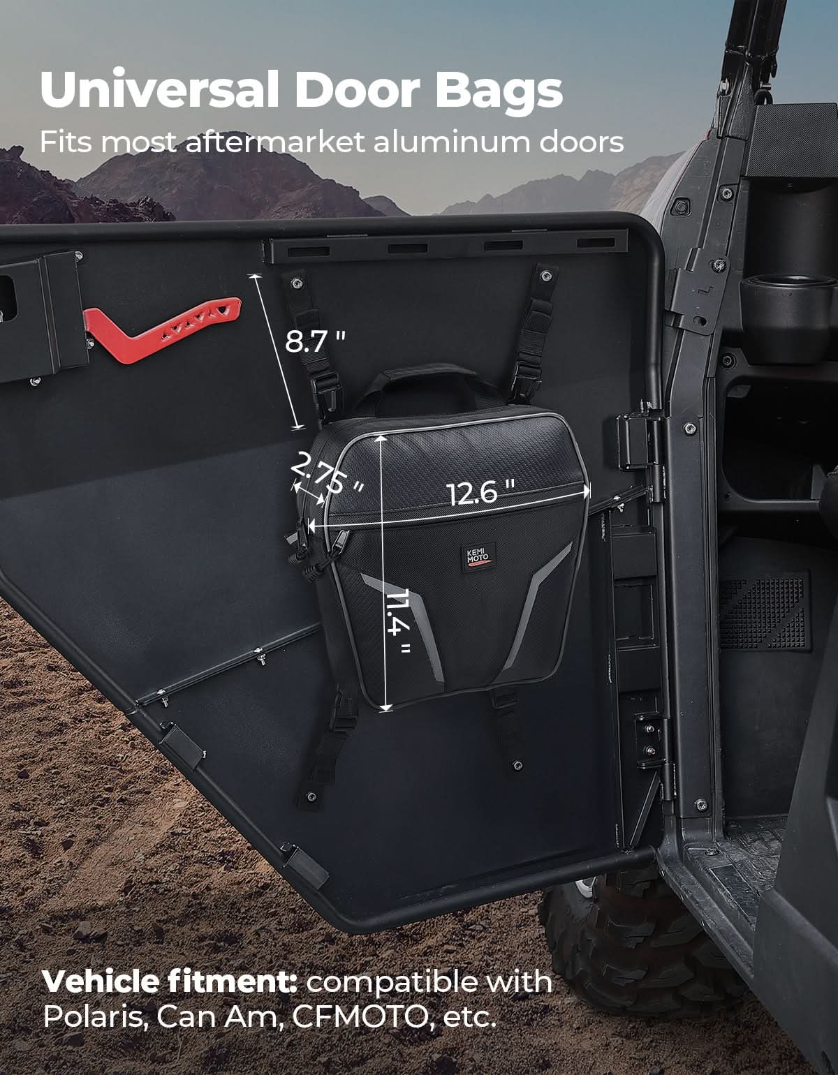 Kemimoto UTV Door Storage Bags Heavy-Duty Nylon 2-Pack