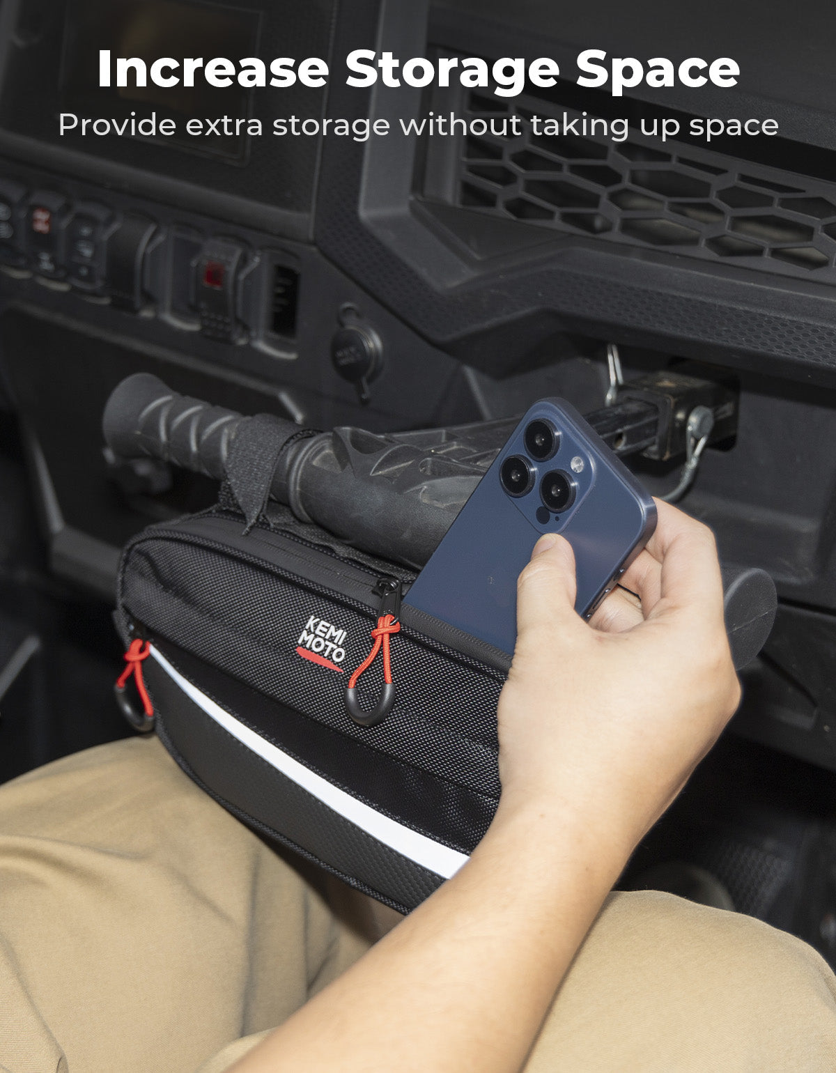 Kemimoto 1680D Water‑Resistant Storage Bag 11" x 5" UTV