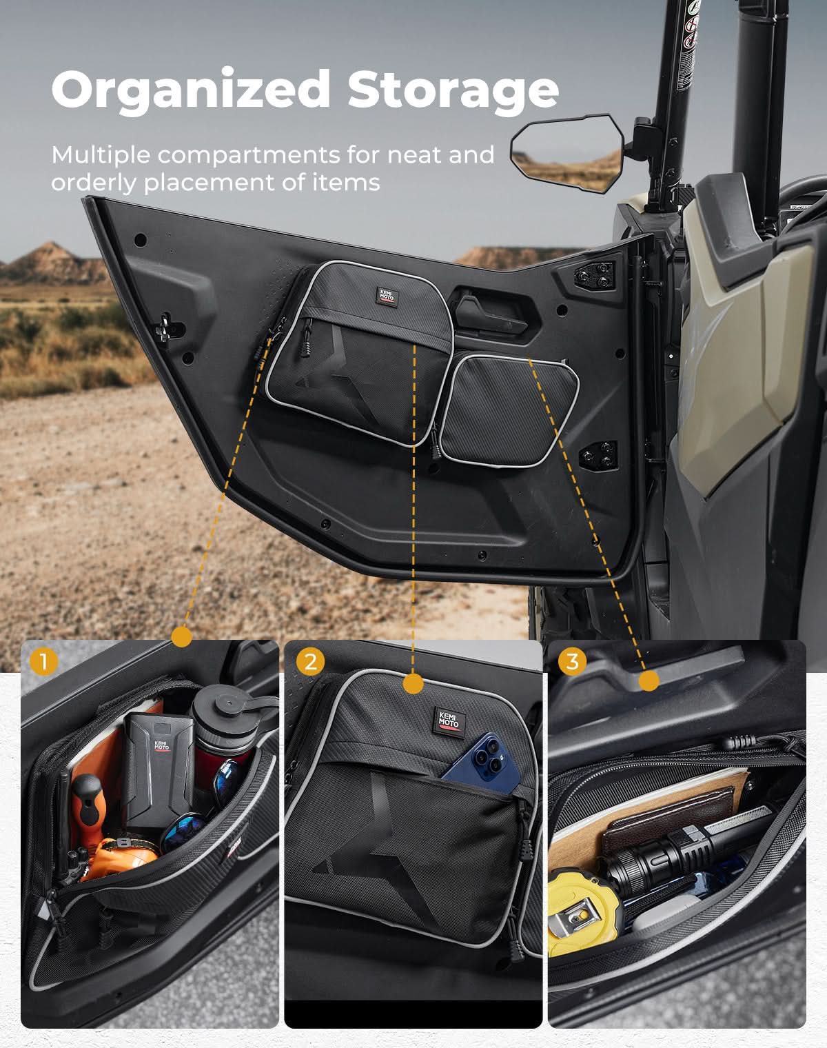Kemimoto Door Bags With Knee Pads For CFMOTO ZForce 950