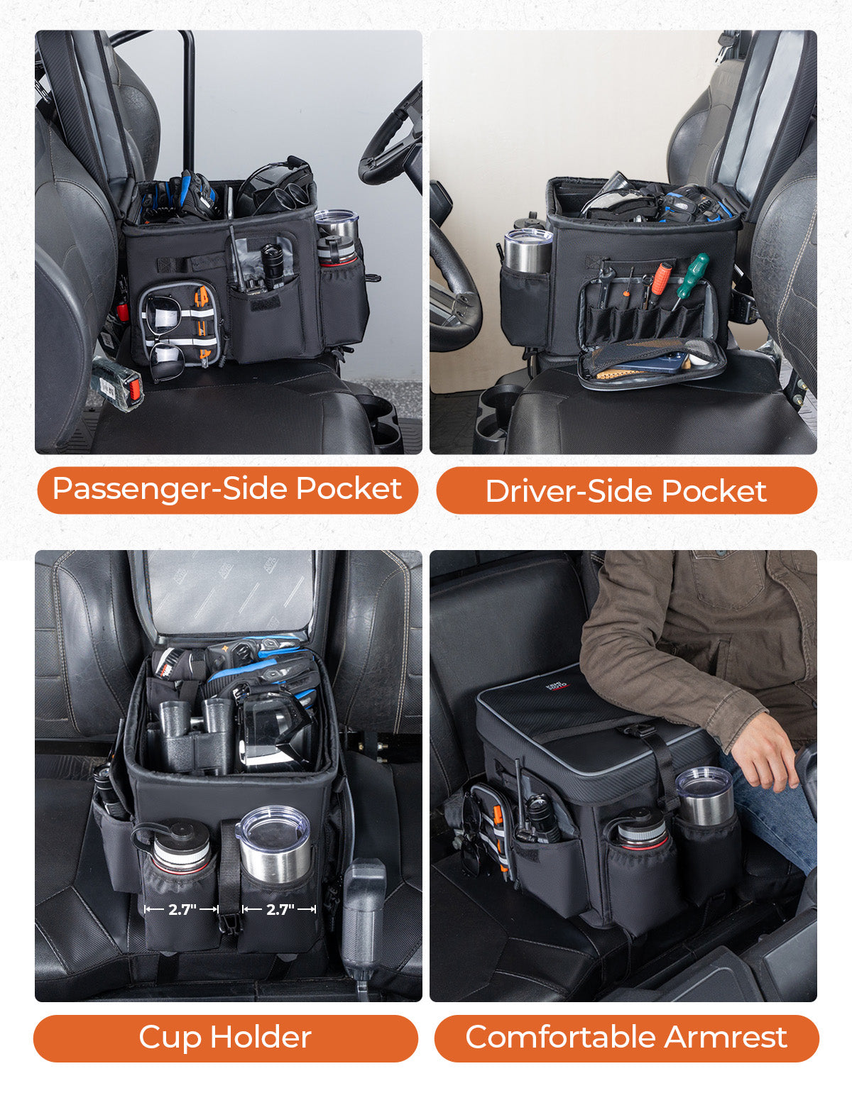 Kemimoto 18L UTV Center Console Seat Box Universal Fit