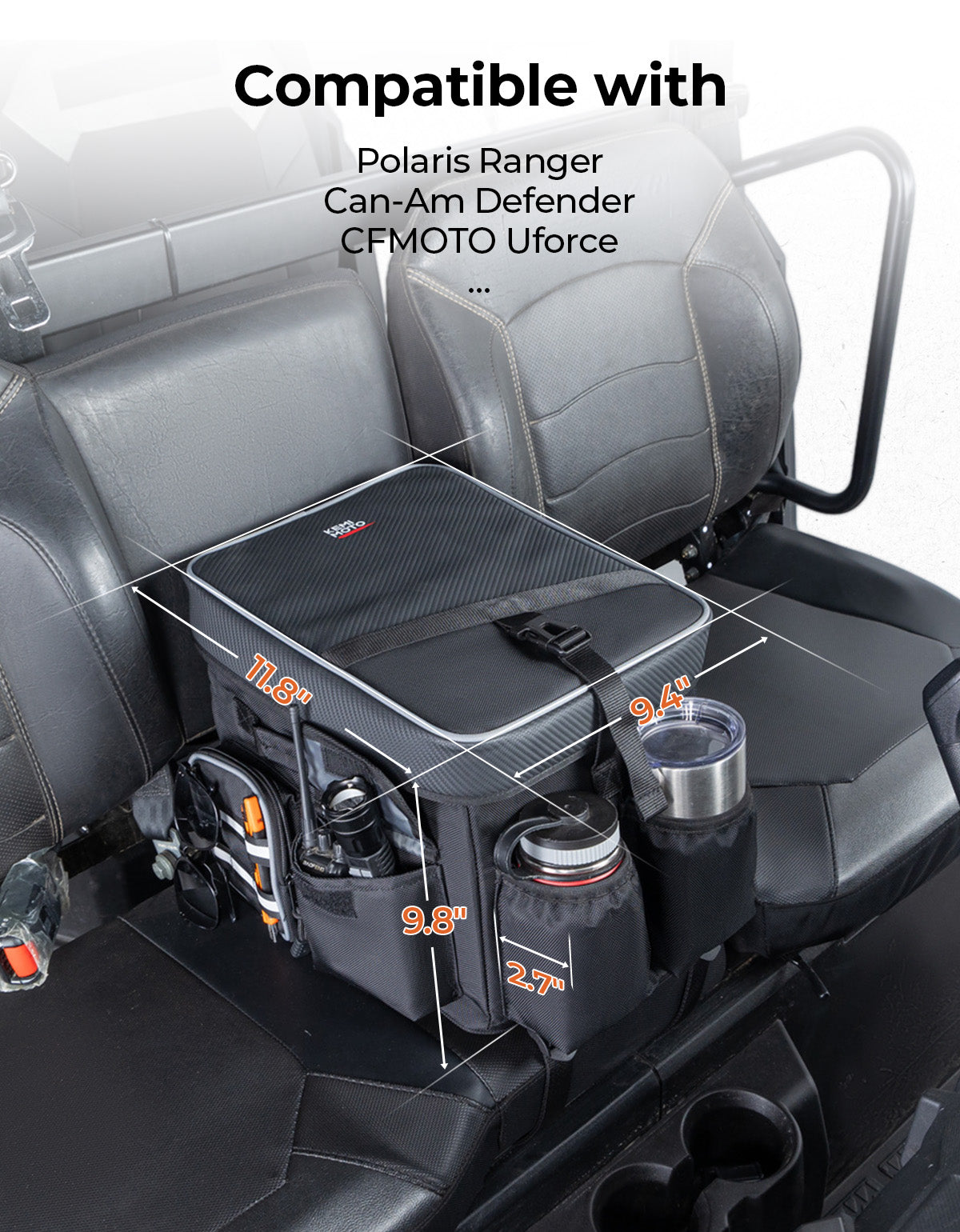 Kemimoto 18L UTV Center Console Seat Box Universal Fit